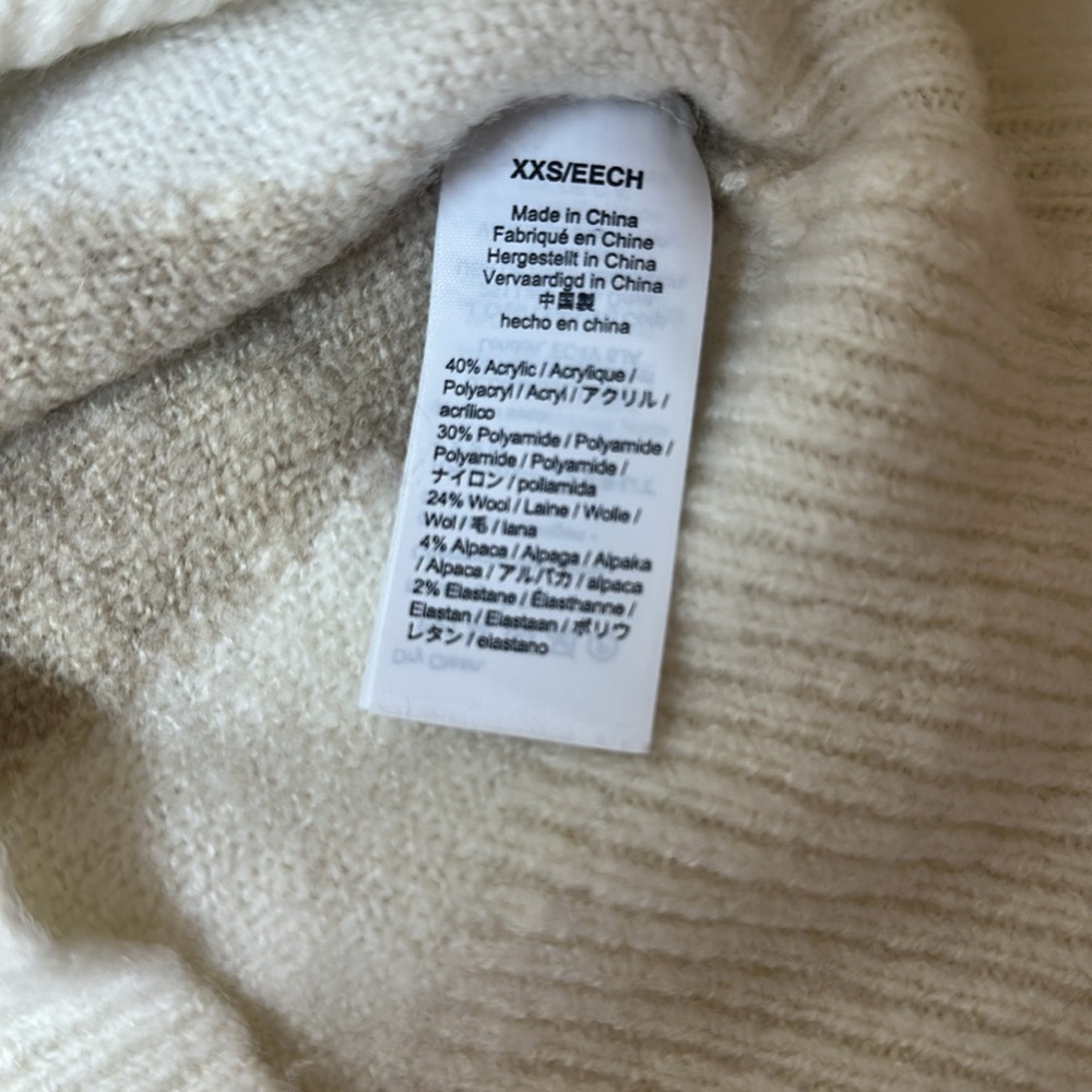 Madewell Stripe Sleeve Geo Pullover Cream Brown Green Boat Neck Sweater Size XXS - Picture 8 of 10